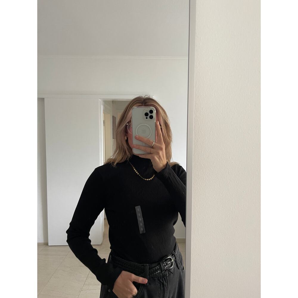 Uniqlo — Black Ribbed High Neck T-Shirt Long Sleeve — Women's Size Small NWT NEW - Picture 13 of 16